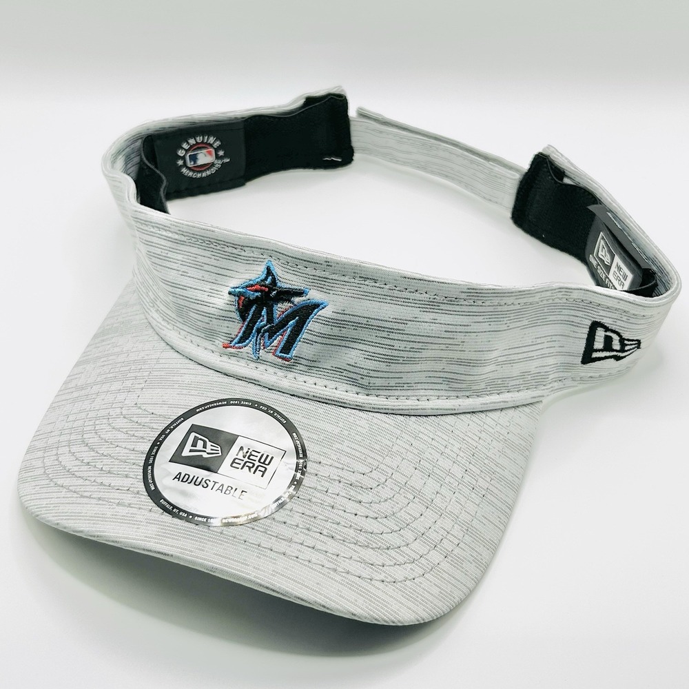 Miami Marlins New Era Visor Heather Gray Hat Cap Adjustable Strapback MLB